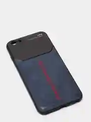 Синий чехол для Айфон кожаный с глянцевым противоударным стекло для iPhone IHaitun