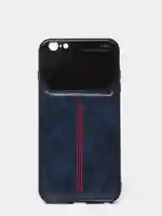 Синий чехол для Айфон кожаный с глянцевым противоударным стекло для iPhone IHaitun