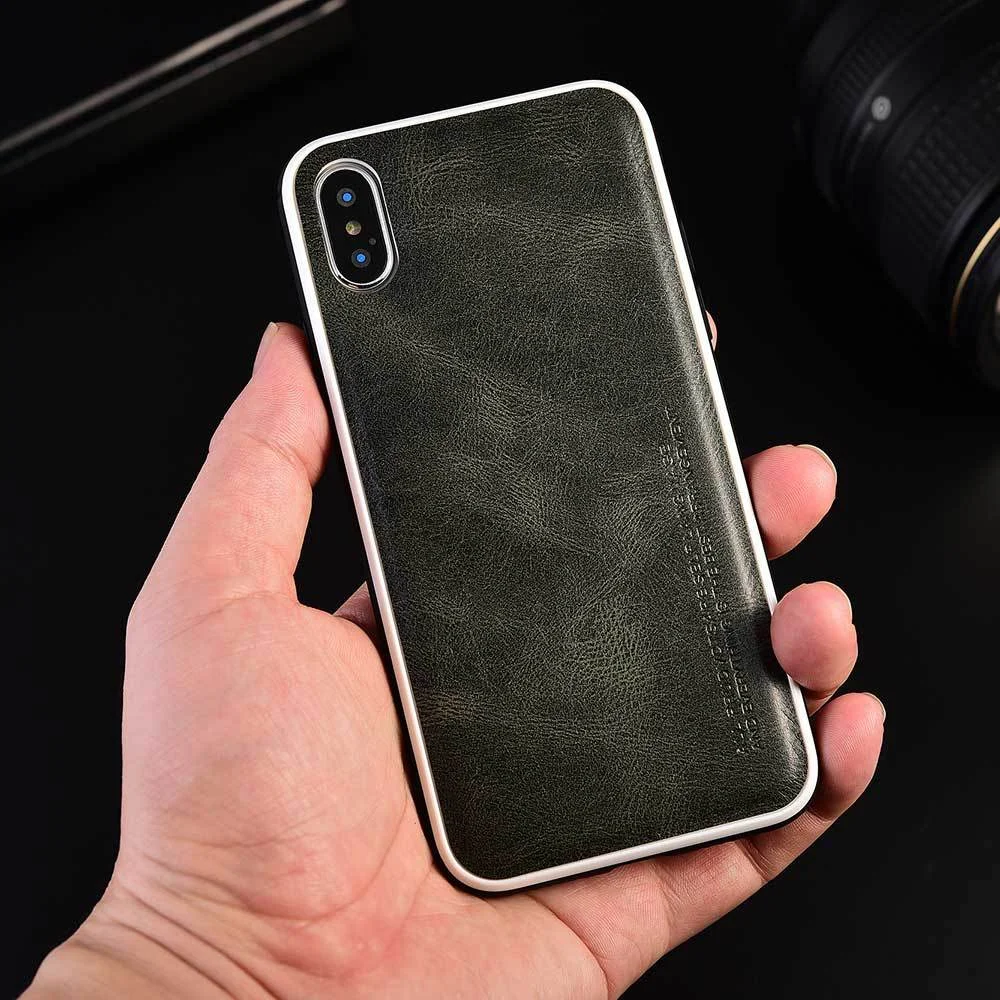 Мягкий чехол для айфон из TPU и кожи для iPhone