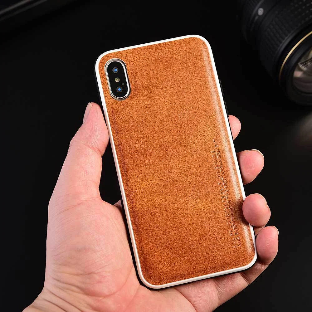 Мягкий чехол для айфон из TPU и кожи для iPhone