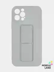 Серый меланж чехол для iPhone 12 / 12 Pro / 12 Pro Max, силиконовый с магнитным держателем-подставкой