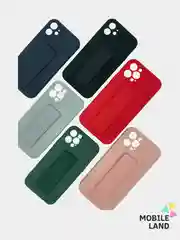 Серый меланж чехол для iPhone 12 / 12 Pro / 12 Pro Max, силиконовый с магнитным держателем-подставкой