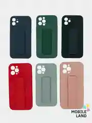 Серый меланж чехол для iPhone 12 / 12 Pro / 12 Pro Max, силиконовый с магнитным держателем-подставкой