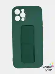 Зеленый чехол для iPhone 12 / 12 Pro / 12 Pro Max, силиконовый с магнитным держателем-подставкой