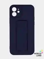 Темно-синий чехол для iPhone 12 / 12 Pro / 12 Pro Max, силиконовый с магнитным держателем-подставкой