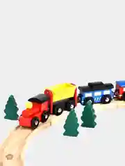 Деревянный магнитный паровоз 4 вагона