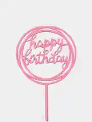 Тёмно-розовый топпер для торта "happy birthday" (С днем рождения)