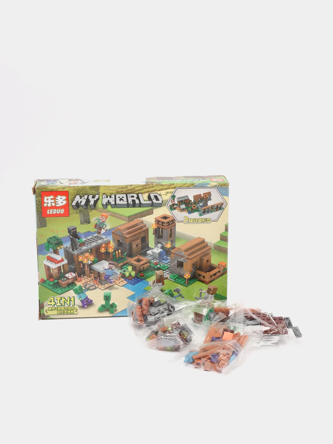Зеленый конструктор LEDUO "My World" 4 в 1, 180-245 деталей