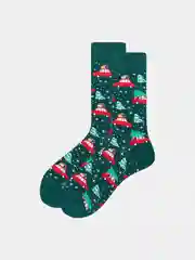 Зеленый носки Новогодние,  женские теплые утолщенные