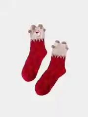 Бордовый носки Новогодние,  женские теплые утолщенные