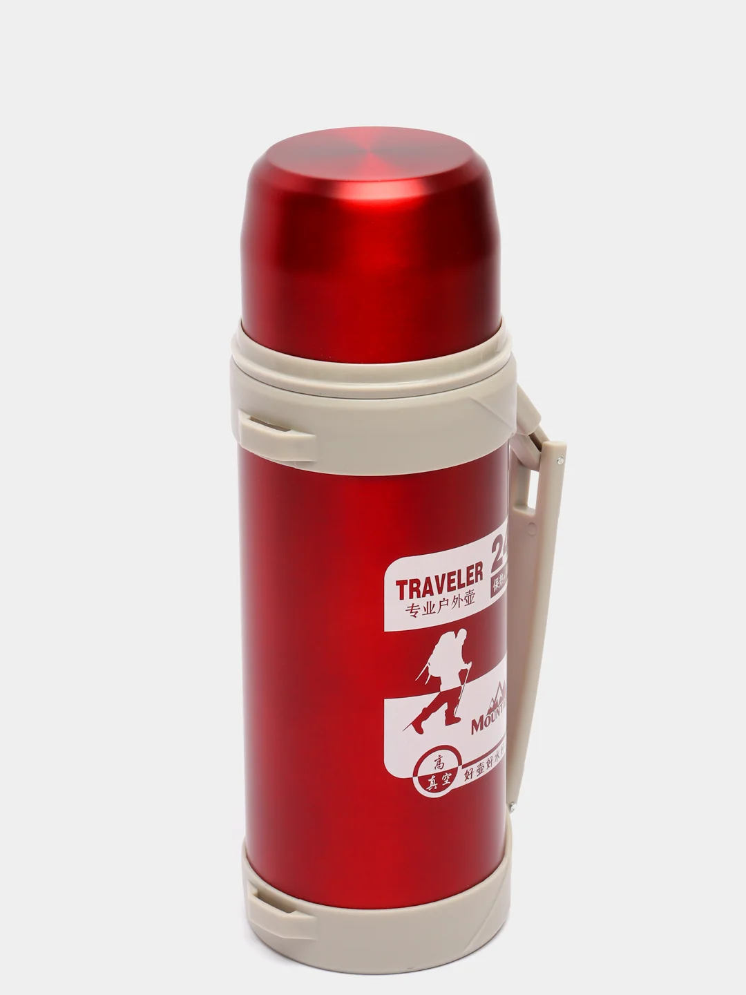 Красный термос для чая и кофе, 1,2 л - 2,1 л, с ручкой, крышкой-чашкой, из нержавеющей стали