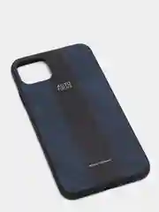 Синий чехол на айфон в стиле Porsche из TPU c вставками из искусственной кожи для iPhone