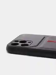 Черный чехол для Айфон кожаный с глянцевым противоударным стекло для iPhone IHaitun