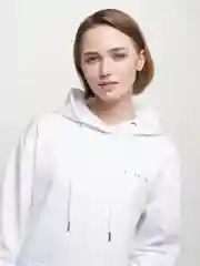 Худи женское Finn Flare с капюшоном белое с принтом