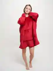 Багровый плед толстовка с капюшоном и рукавами, одеяло, пижама, флисовая