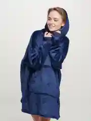 Синий плед толстовка с капюшоном и рукавами, одеяло, пижама, флисовая