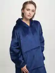 Синий плед толстовка с капюшоном и рукавами, одеяло, пижама, флисовая