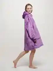 Фиолетовый плед толстовка с капюшоном и рукавами, одеяло, пижама, флисовая