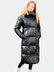 Серый металлик куртка женская, зимняя, удлиненная, без капюшона