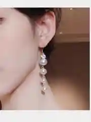 Серьги, жемчужные шары с камушком