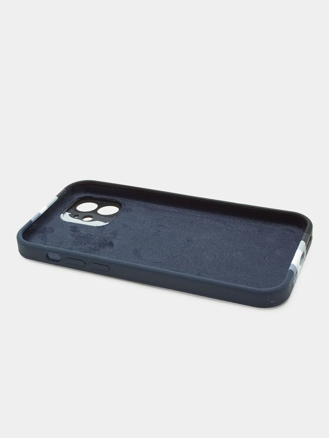 Чехол Silicone Case для iPhone 12, прорезиненный, черно-синий