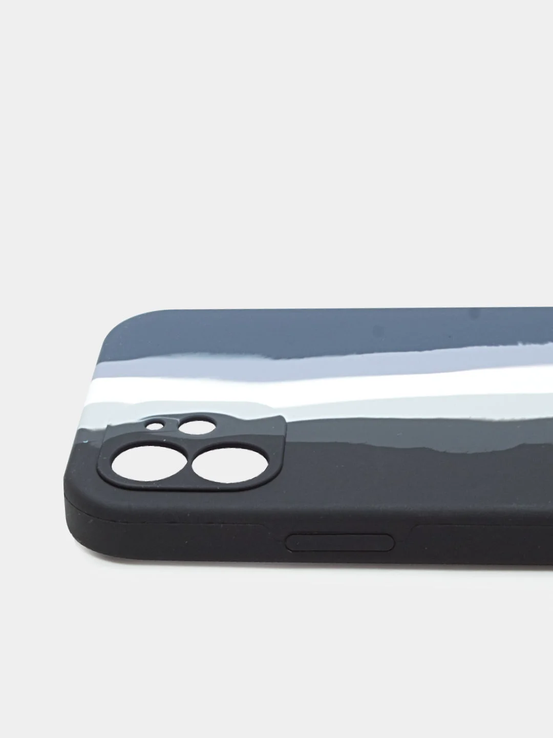 Чехол Silicone Case для iPhone 12, прорезиненный, черно-синий