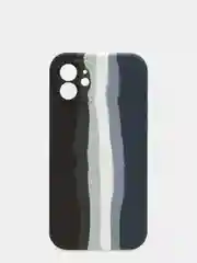 Чехол Silicone Case для iPhone 12, прорезиненный, черно-синий