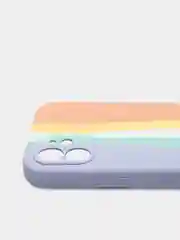 Чехол Silicone Case для iPhone 12, прорезиненный, сиренево-оранжевый
