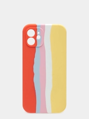 Чехол для iPhone 12 (6.1) Silicone Case, прорезиненный, разноцветный, красно-желтый