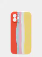 Чехол для iPhone 12 (6.1) Silicone Case, прорезиненный, разноцветный, красно-желтый