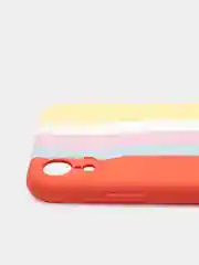 Чехол Silicone Case для iPhone XR, прорезиненный, красно-желтый