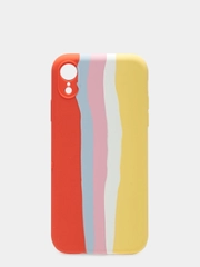 Чехол Silicone Case для iPhone XR, прорезиненный, красно-желтый