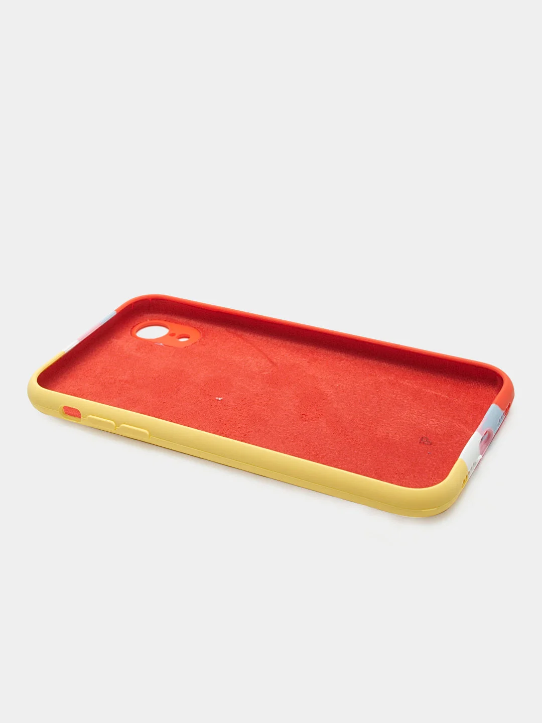 Чехол Silicone Case для iPhone XR, прорезиненный, красно-желтый