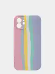 Чехол для iPhone 12 (6.1) Silicone Case, прорезиненный, разноцветный, розово-сиреневый