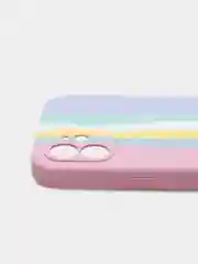 Чехол для iPhone 12 (6.1) Silicone Case, прорезиненный, разноцветный, розово-сиреневый