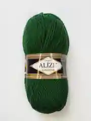 Зеленый пряжа полушерстяная Alize Lanagold (Ализе Ланаголд)