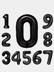 Шары-цифры фольгированные, черного цвета, 100 см