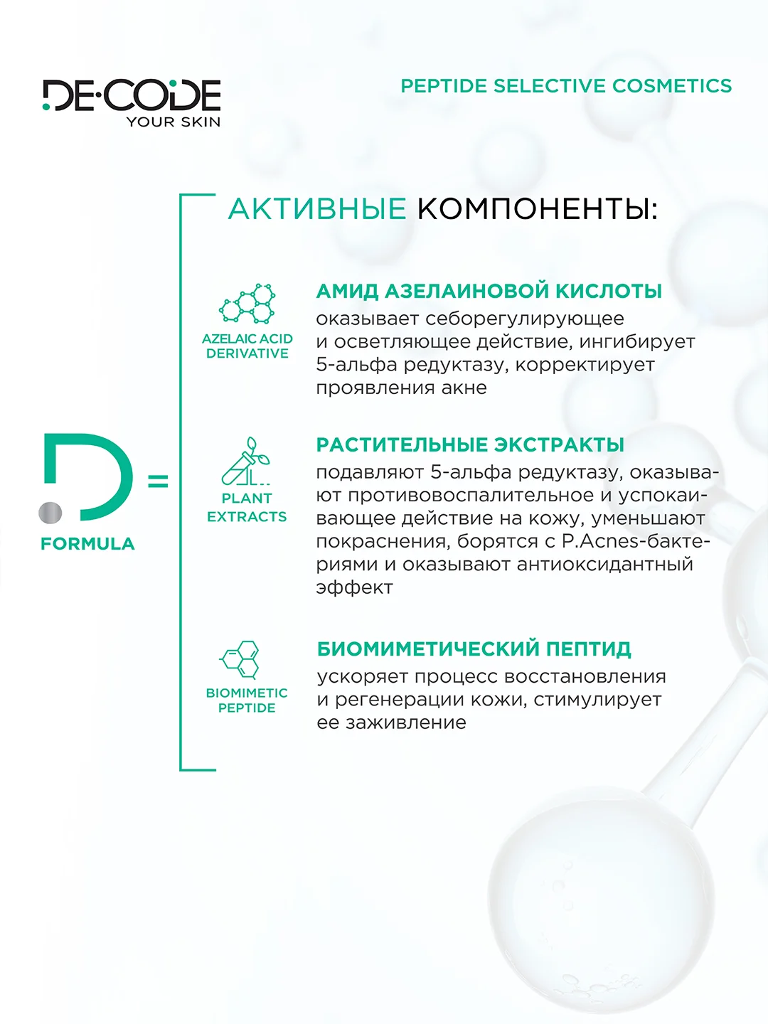 DECODE / Набор от прыщей, воспалений с ниацинамидом и пептидом для жирной и комби кожи