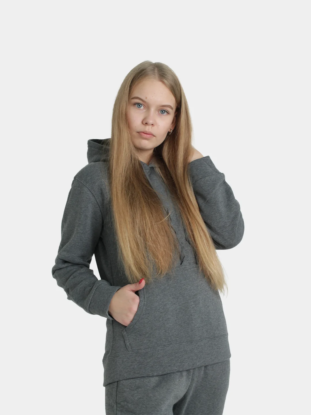 Угольный толстовка с капюшоном, унисекс, хлопок