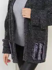 Серый меланж изсканный женский кардиган, Теплый жакет