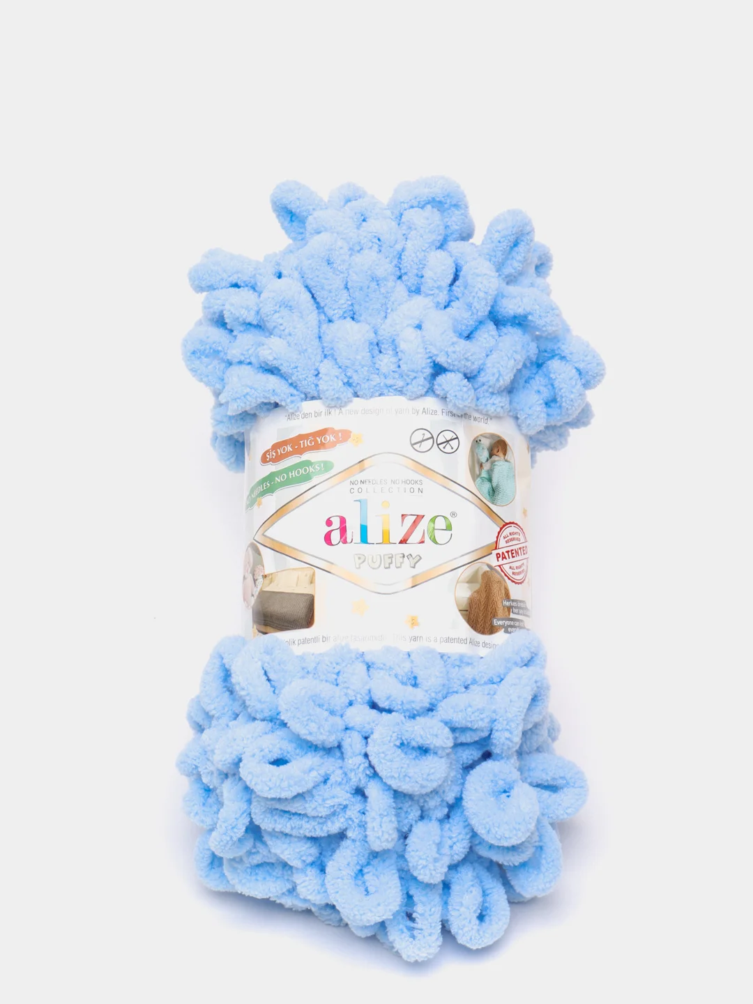Голубой пряжа Alize Puffy, петельки, 5 штук, разные цвета