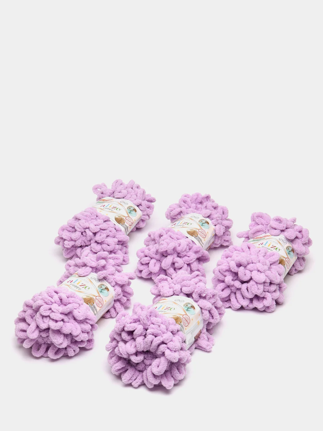 Лавандовый пряжа Alize Puffy, петельки, 5 штук, разные цвета
