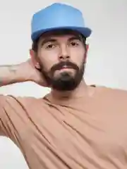 Голубой бейсболка молодежная Snapback, прямой широкий козырек