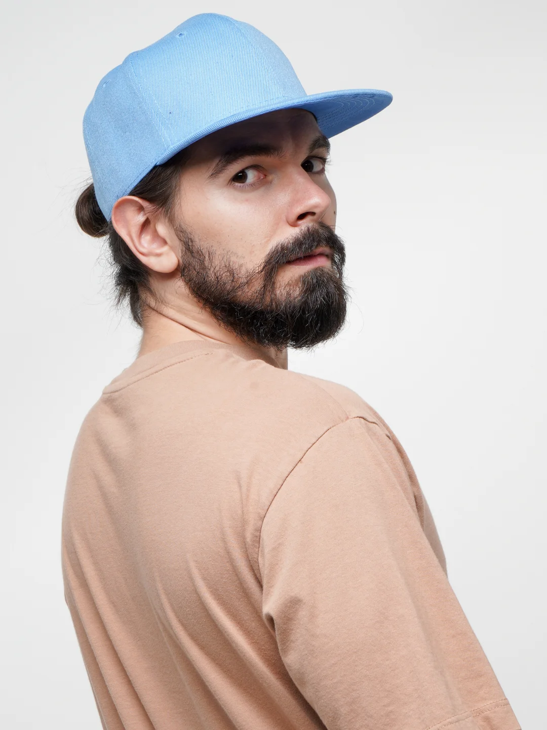 Голубой бейсболка молодежная Snapback, прямой широкий козырек
