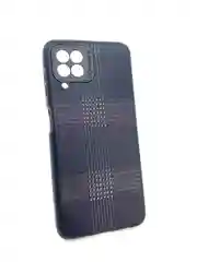 Черный силиконовый чехол для Samsung A22, M32, под кожу, в клетку