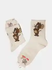 Белый носки "Том и Джери"