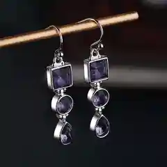 Аметистовый серьги винтажные с камнями