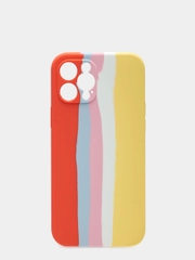 Чехол Silicone Case для iPhone 12 Pro Max, прорезиненный, красно-желтый