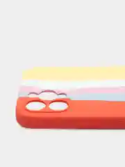 Чехол Silicone Case для iPhone 12 Pro Max, прорезиненный, красно-желтый