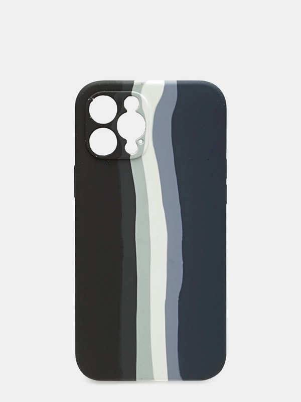 Чехол Silicone Case для iPhone 12 Pro Max, прорезиненный, черно-синий